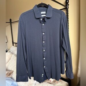 Men's Michael Kors Navy Blue Print Dress Shirt